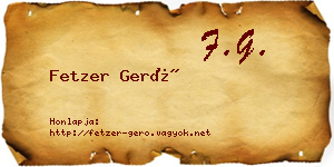 Fetzer Gerő névjegykártya
